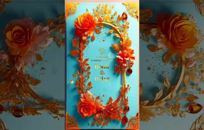 Stunning 3D Golden Frame Hindu Wedding Invitation Instagram Story